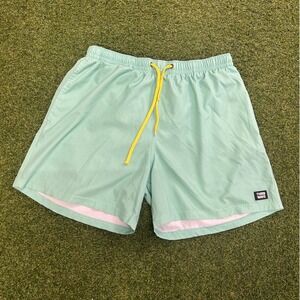 Third Wave Mens Mint Green Swim Trunks Size XL Yellow Drawstring Zipper Pocket